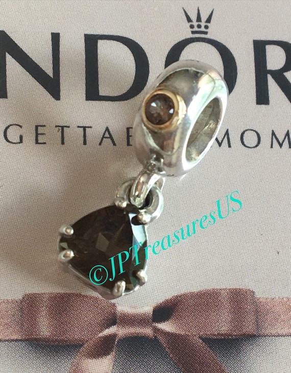 Authentic Pandora Close to My Heart Smoky Quartz Dangle Charm