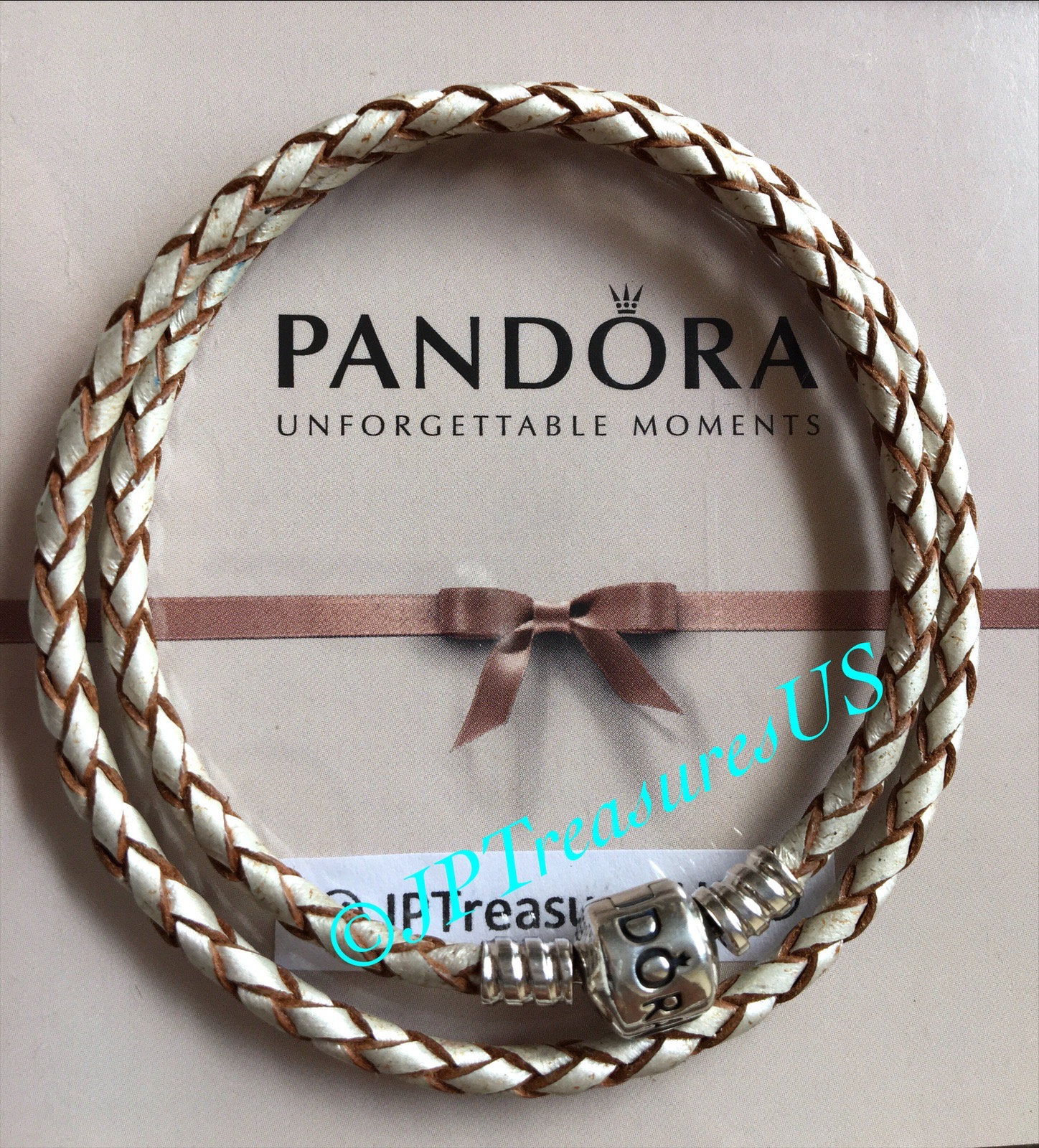 Pandora leather braided double bracelet w/charms!!