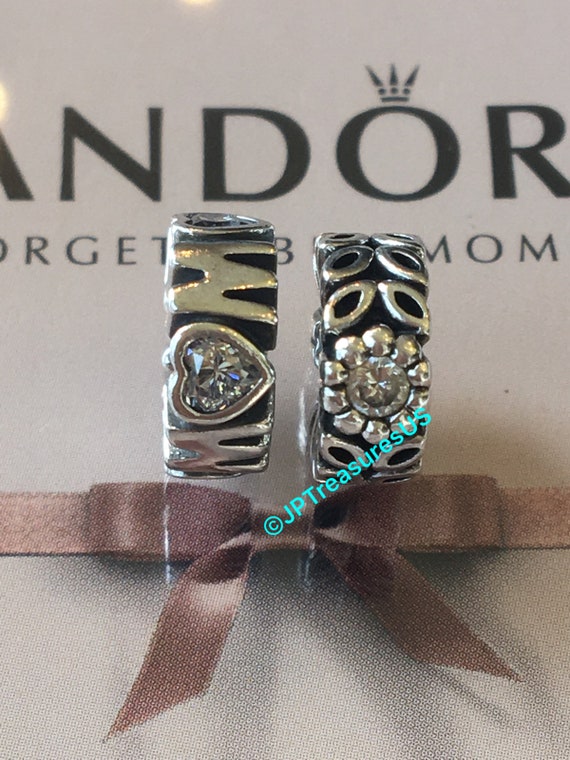 Autentico Pandora Spacer Twice as Nice y Mom Spacer con Clear CZ Retired Pandora Charm Spacer Pandora Envio gratis Etsy Mexico