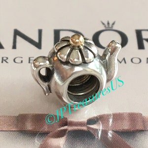 Authentic Pandora Two Tone Teapot Charm 790250, 14K and 925 Authentic Pandora Two Tone Teapot Charm 790250, 14K and 925