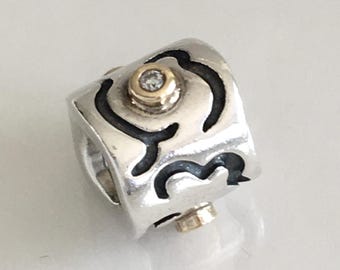 Pandora Life’s Path Charm Retired Pandora Charm Two Tone and Diamond Free Shipping