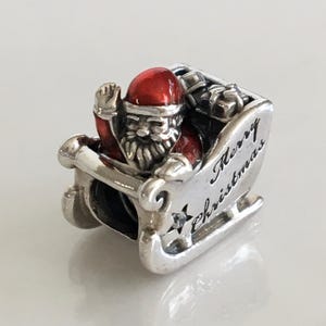 Pandora Merry Christmas Sleighing Santa Charm with Enamel Pandora Christmas Charm Free Shipping