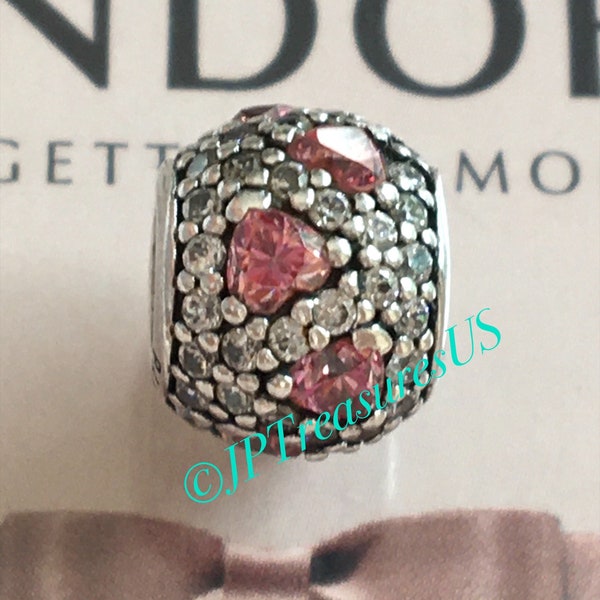 Authentic Pandora Shimmering Hearts Pave CZ Retired Pandora Charm Cubic Zirconia Pandora Free Shipping