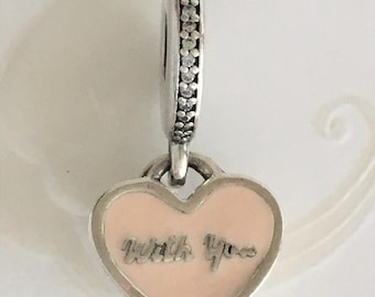 Pandora I Want to Travel the World with You Dangle Charm retired Pandora Heart Charm Free Shipping