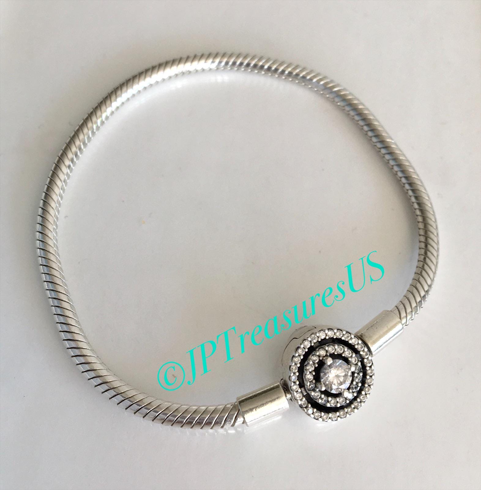 超人気新品 Pandora Halo Snake Chain Bracelet Sterling Silver With CZ 6 自動車