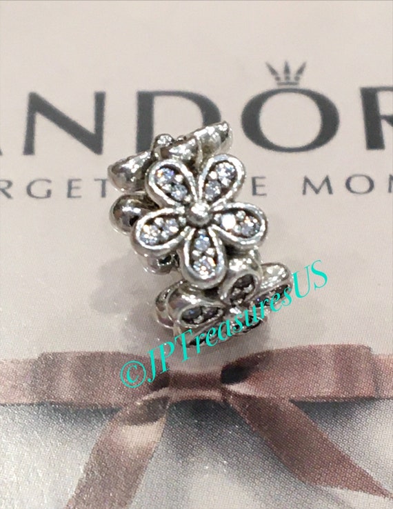 1 Pandora Dazzling Daisy Spacer Clear CZ Charm Retired Pandora Flower Charm Spacer Authentic Pandora Free Shipping Etsy