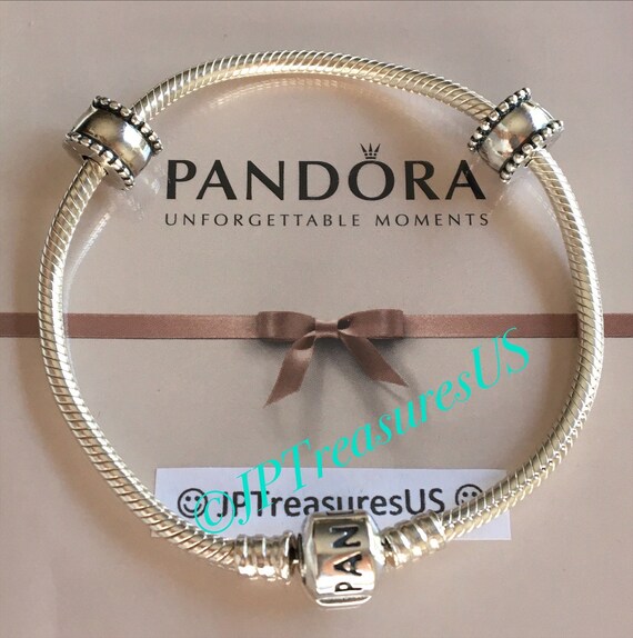 Authentic Pandora Bracelet Sterling Silver Barrel… - image 4