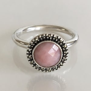 Pandora Pink Opal with Marcasite Ring Size 58 (Size 8.5 in US) Retired Pandora Ring Free Shipping