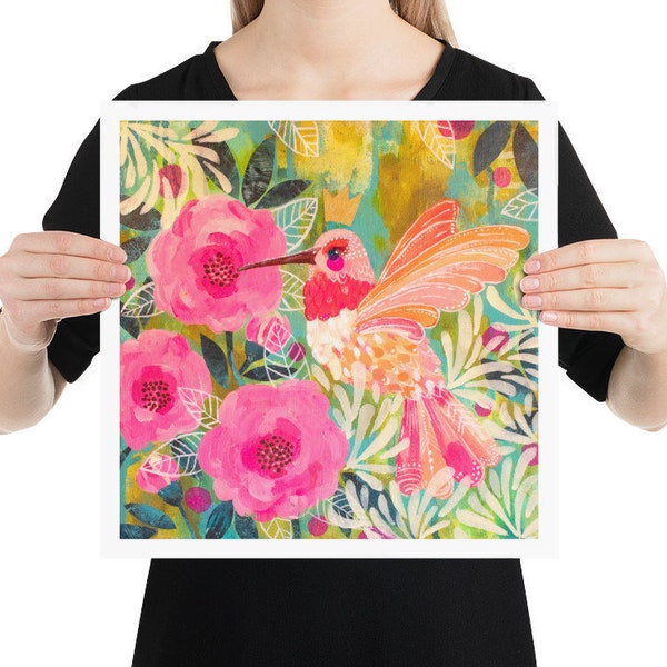 Mixed Media "Hummingbird Queen" Art Print