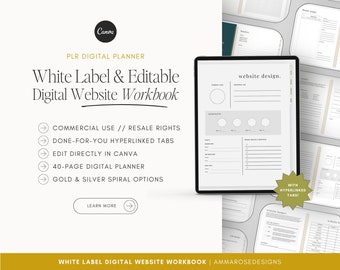 Digital PLR Website Workbook | Website Building Workbook | White Label Digtial Planner | Editable in Canva | Website Planner | Resell Rights