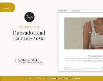 Dubsado Lead Capture Form for Photographers | Photography Templates | Photography Forms | Lead Capture Form | Business Templates | Canva