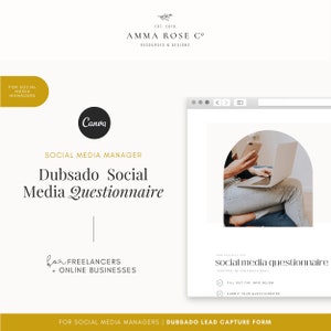 Social Media Questionnaire Dubsado Form Canva Templates Dubsado