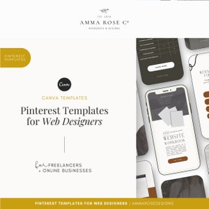 Plantillas de Pinterest para diseñadores web / Publicaciones de redes sociales para diseñadores web / Plantillas de Pinterest Canva / Plantilla de diseñador web / Plantillas de pines