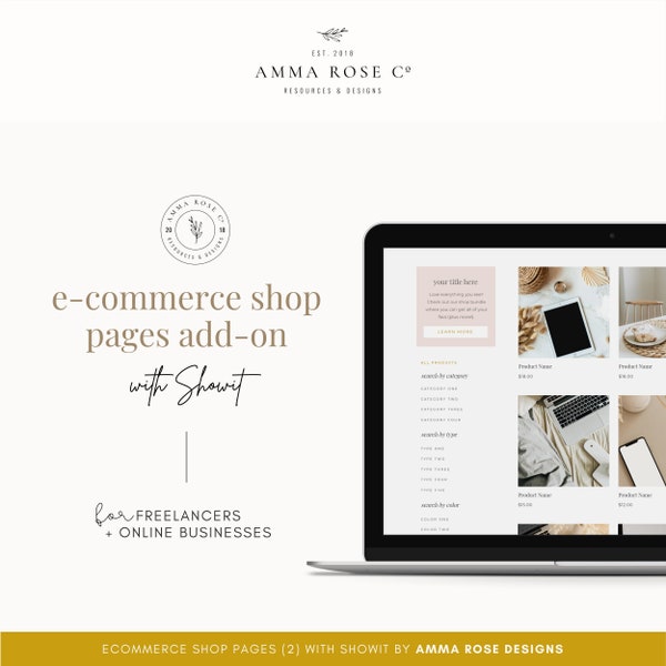 Showit e-Commerce Website Template | Shop Page | Showit Website Template | Website Template | Business Website | Online Shop Showit Page