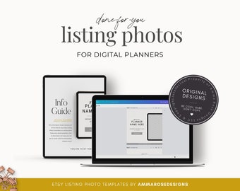 Digital Planner Listing Photo Mockup | Planner Template | Planner Mockups | Etsy Marketing | Canva Mockup | Planner Pages Mockup