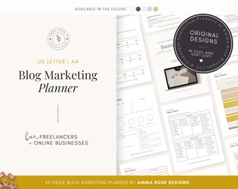 Blog Planner Printable | Blog Workbook | Blog Content Planner | Blog Post Planner | Editorial Calendar | Blog Checklist