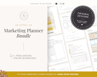 Marketing Planner Bundle | Business Marketing Printable | Marketing Strategy Planner | Content Marketing Plan | Small Business Marketing