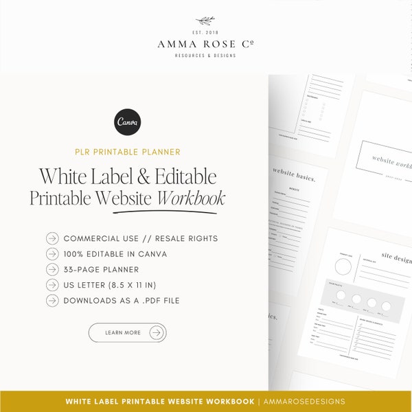 Afdrukbare whitelabel-websitewerkmap | Werkboek voor het bouwen van websites | White Label-planner | Bewerkbaar in Canva | Websiteplanner | OUR-planner