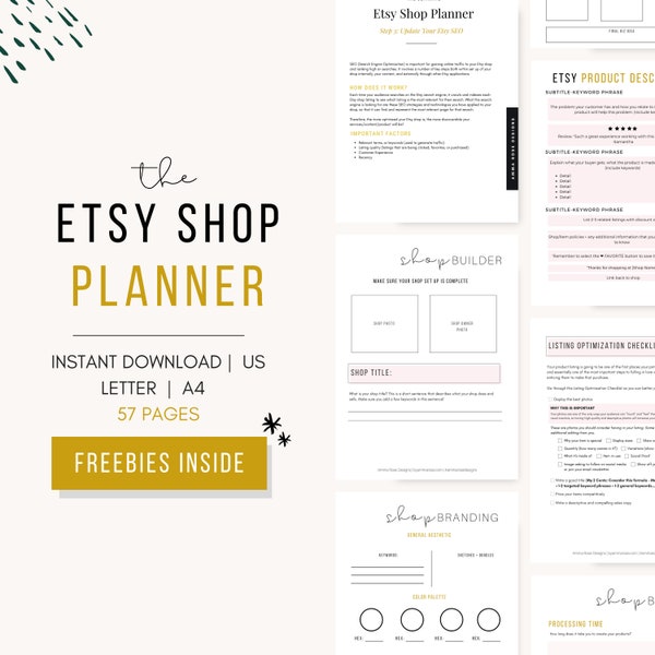 Online Shop Planner | Etsy Business | Online Seller Planner | Small Business | E-Commerce Planner | Business Printable | Business Goals