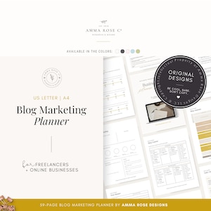 Printable Blog Workbook | Blog Planner | Blog Post Planner, Blog Business Plan | Blog Content Plan | Blog Checklist | Blog Organization
