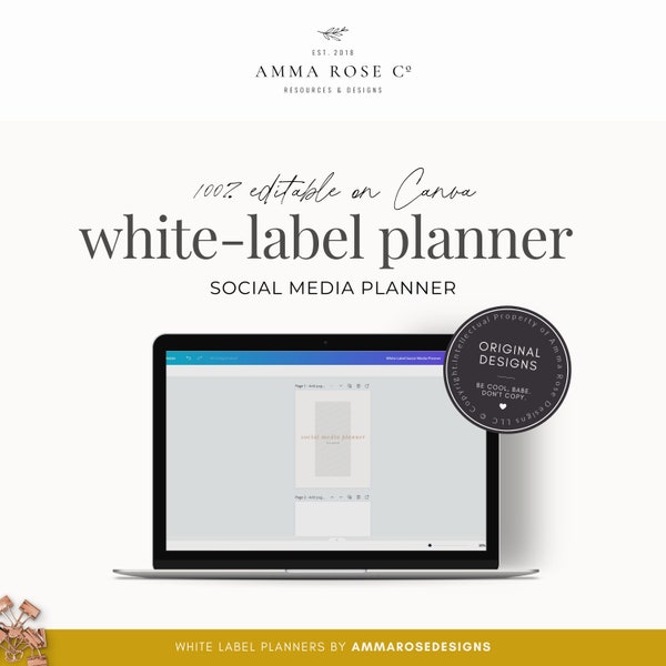 White Label Social Media Planner | Extended License | Editable Planner | Personalized Planner | Custom Planner | Downloadable Planner