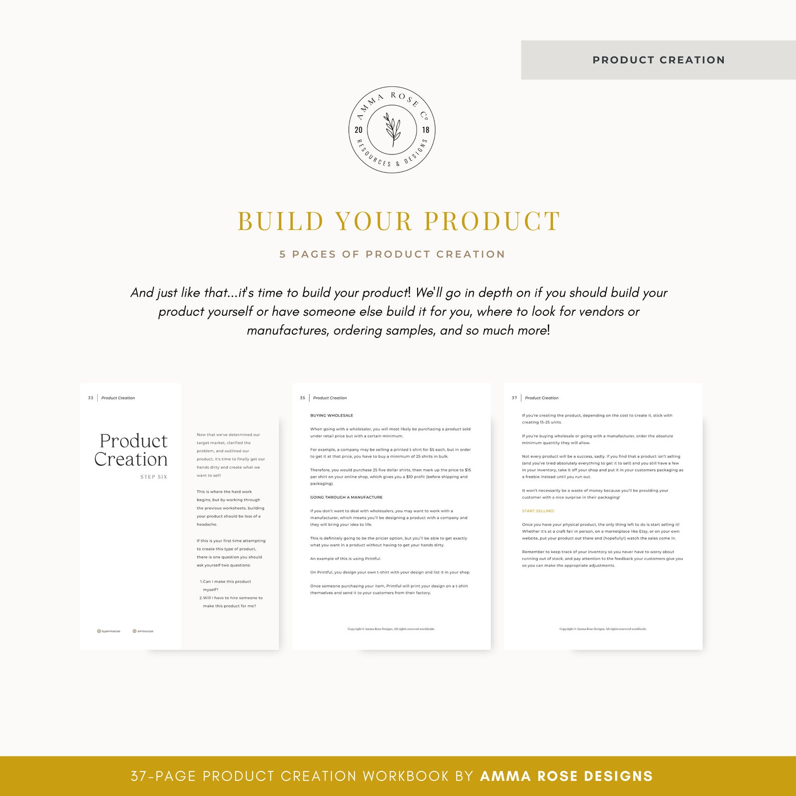Product Creation Workbook | Business Ebook | Business Printables ...