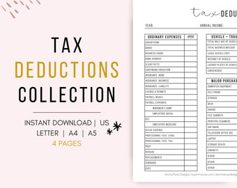 Business Tax Deductibles and Mileage Tracker | Mileage Log | Business | Taxes | Vehicle Log | Small Business | Tax Preparation | Printables