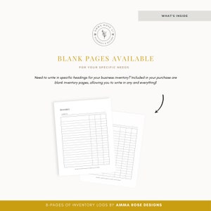 May include: Two blank inventory log pages with the text "Inventory" at the top of each page. The pages are designed for use in a business inventory system.