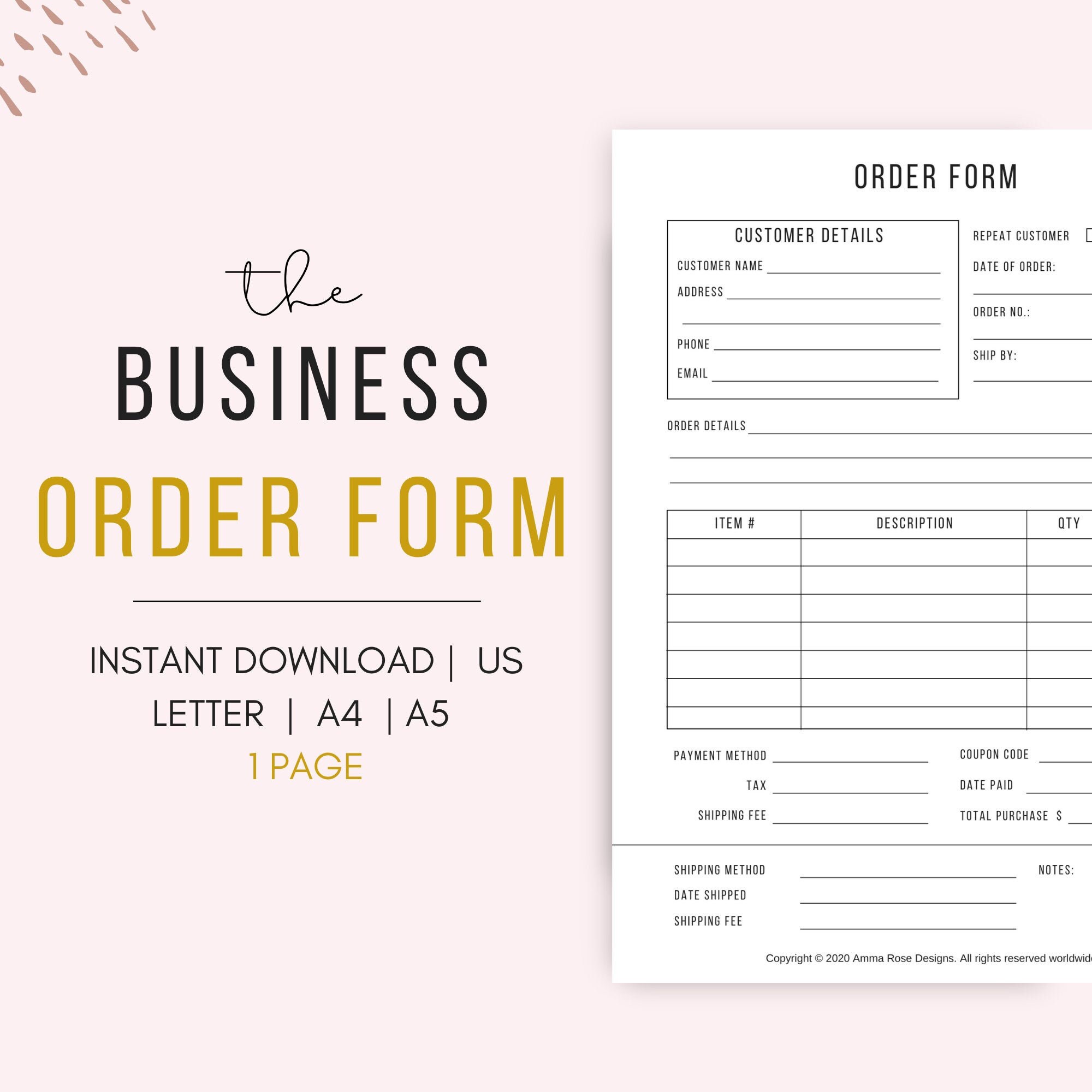 order template customer form