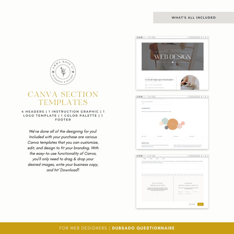 Questionnaire Header Image Dubsado Questionnaire for Web Designers | Canva Templates | Web Design ...