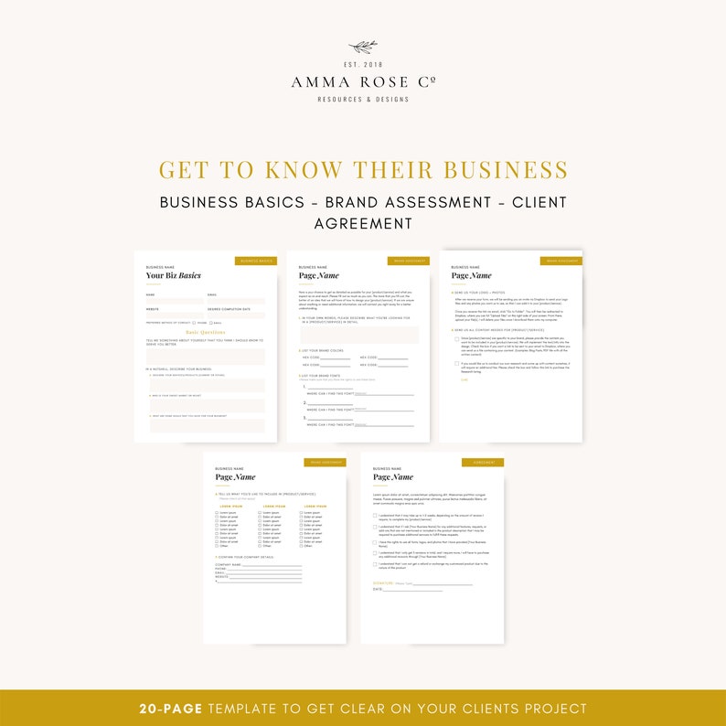 New Client Questionnaire Template Canva Template Business | Etsy