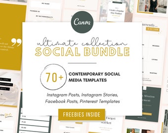 Contemporary Social Media Template Bundle | Aesthetic Instagram  | Instagram Template Bundle | Pinterest Templates | Social Media Help