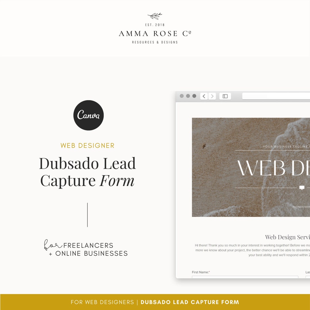 Dubsado Lead Capture Form for Web Designers | Canva Templates | Web ...