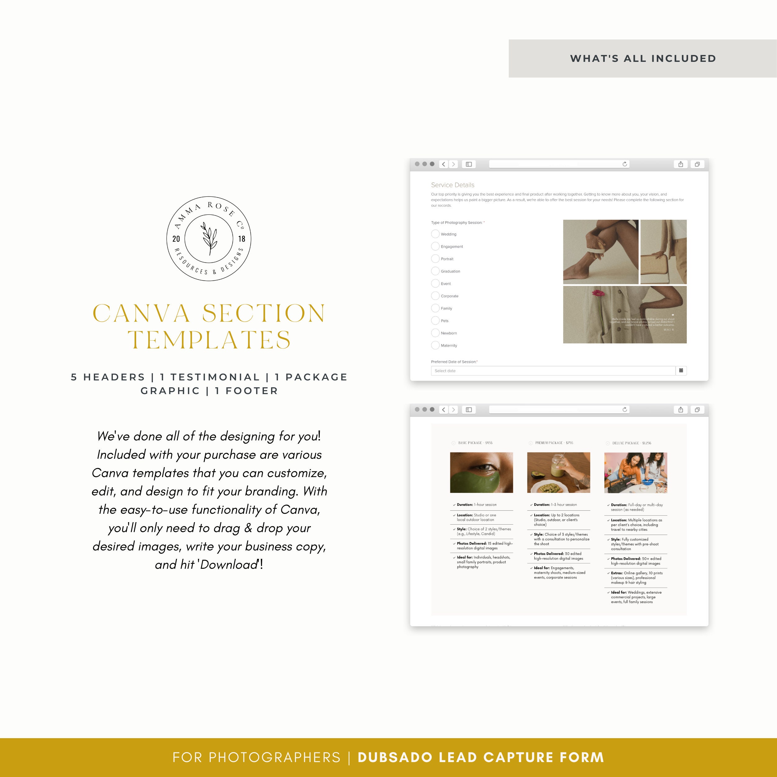 Dubsado Lead Capture Form for Photographers | Photography Templates ...