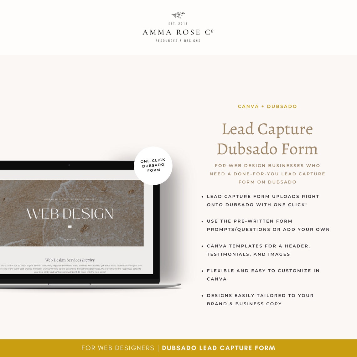 Dubsado Lead Capture Form for Web Designers Canva Templates - Etsy Canada
