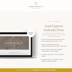 Dubsado Lead Capture Form for Web Designers | Canva Templates | Web ...
