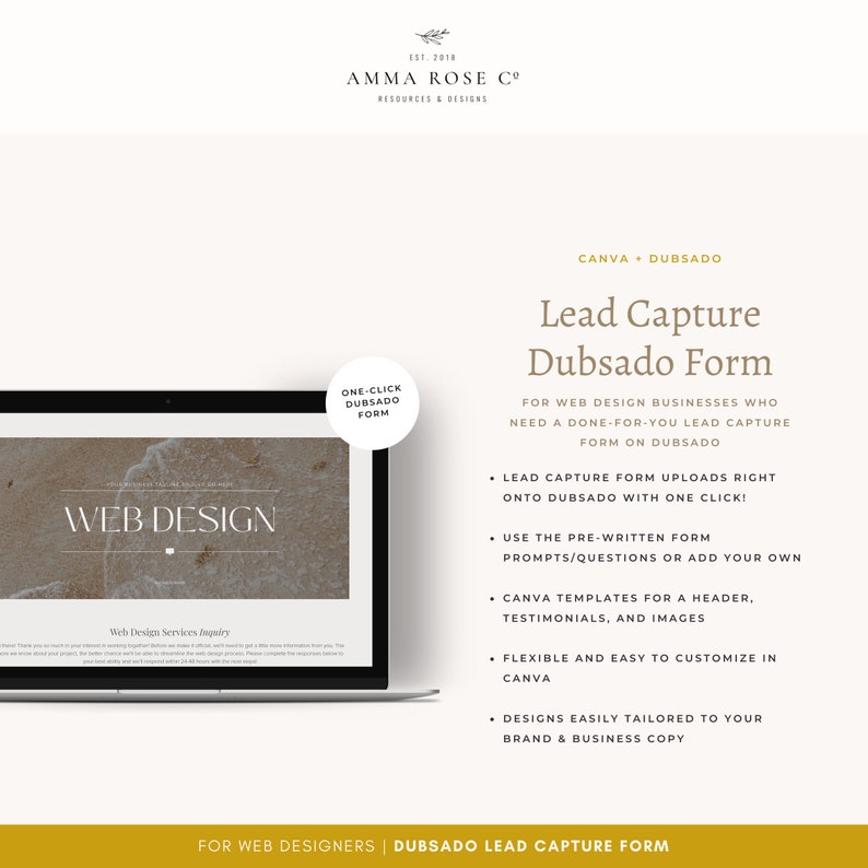 Dubsado Lead Capture Form for Web Designers Canva Templates - Etsy Canada