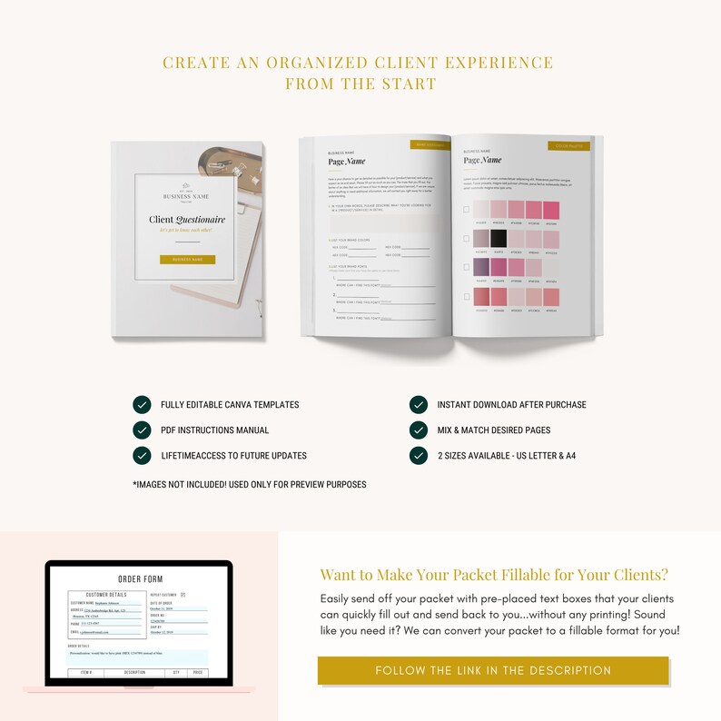 New Client Questionnaire Template Canva Template Business | Etsy