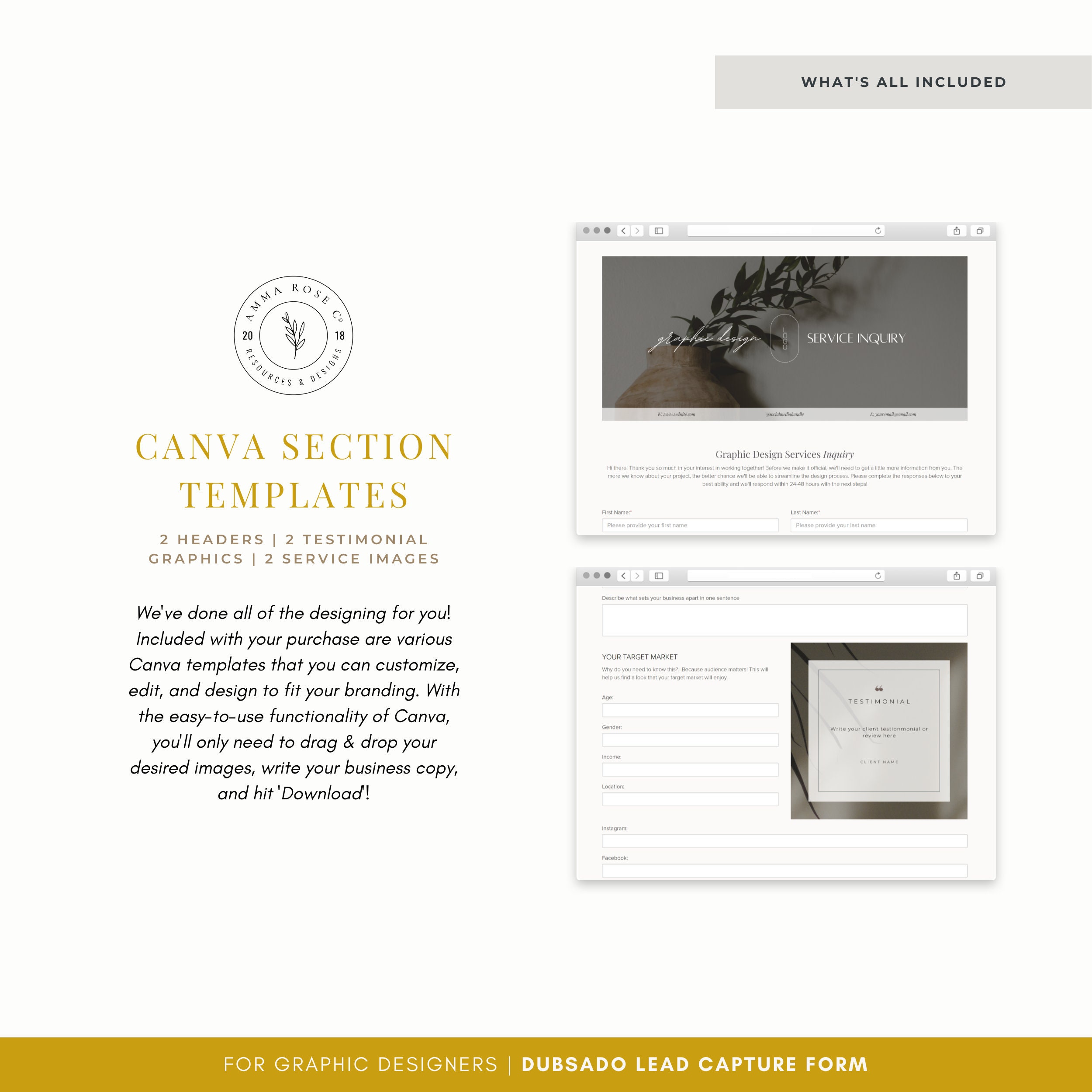 Dubsado Lead Capture Form for Graphic Designers Canva - Etsy