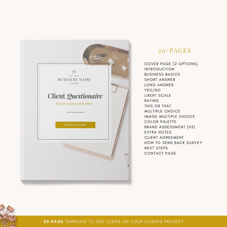 New Client Questionnaire Template Canva Template Business | Etsy