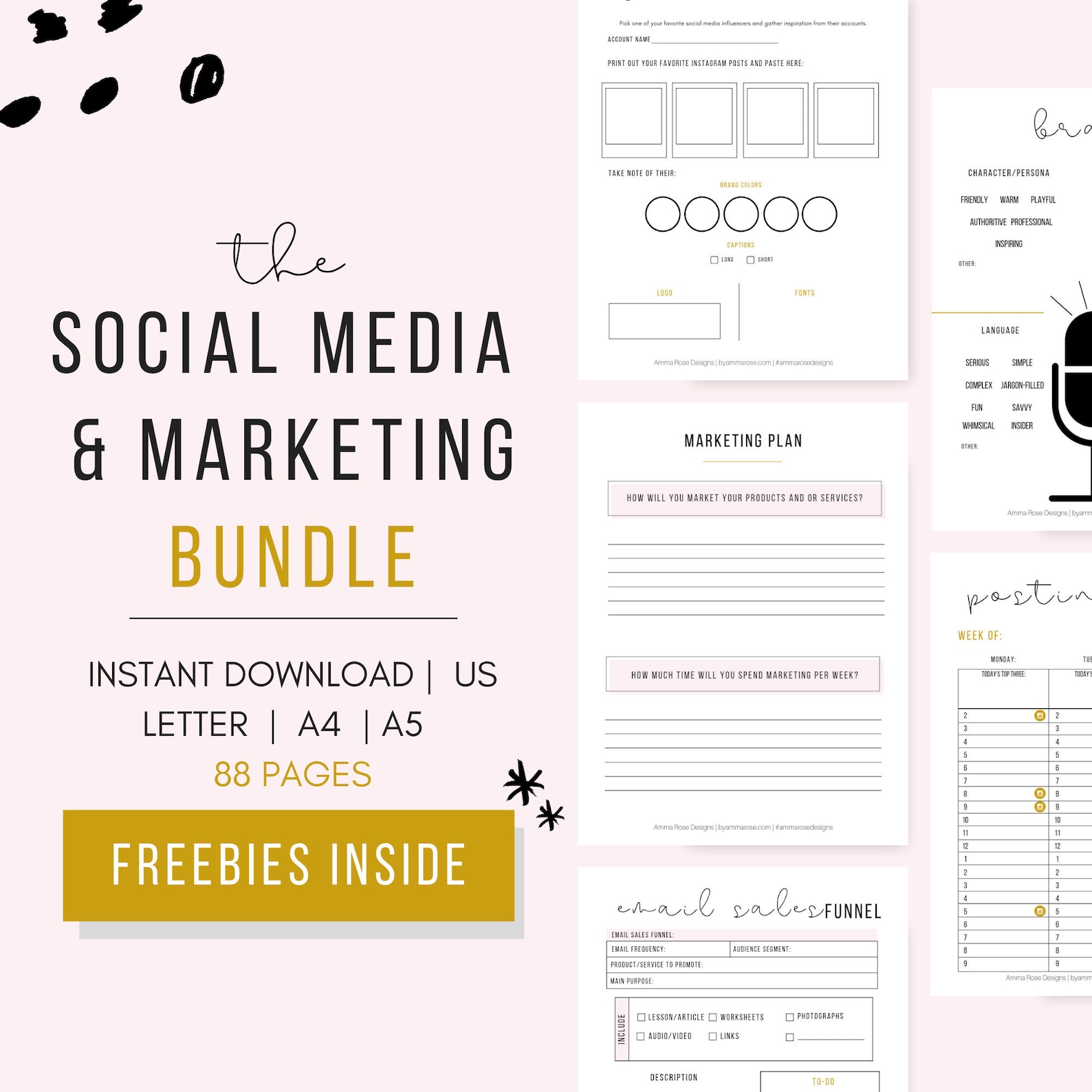 Social Media and Marketing Planner Bundle