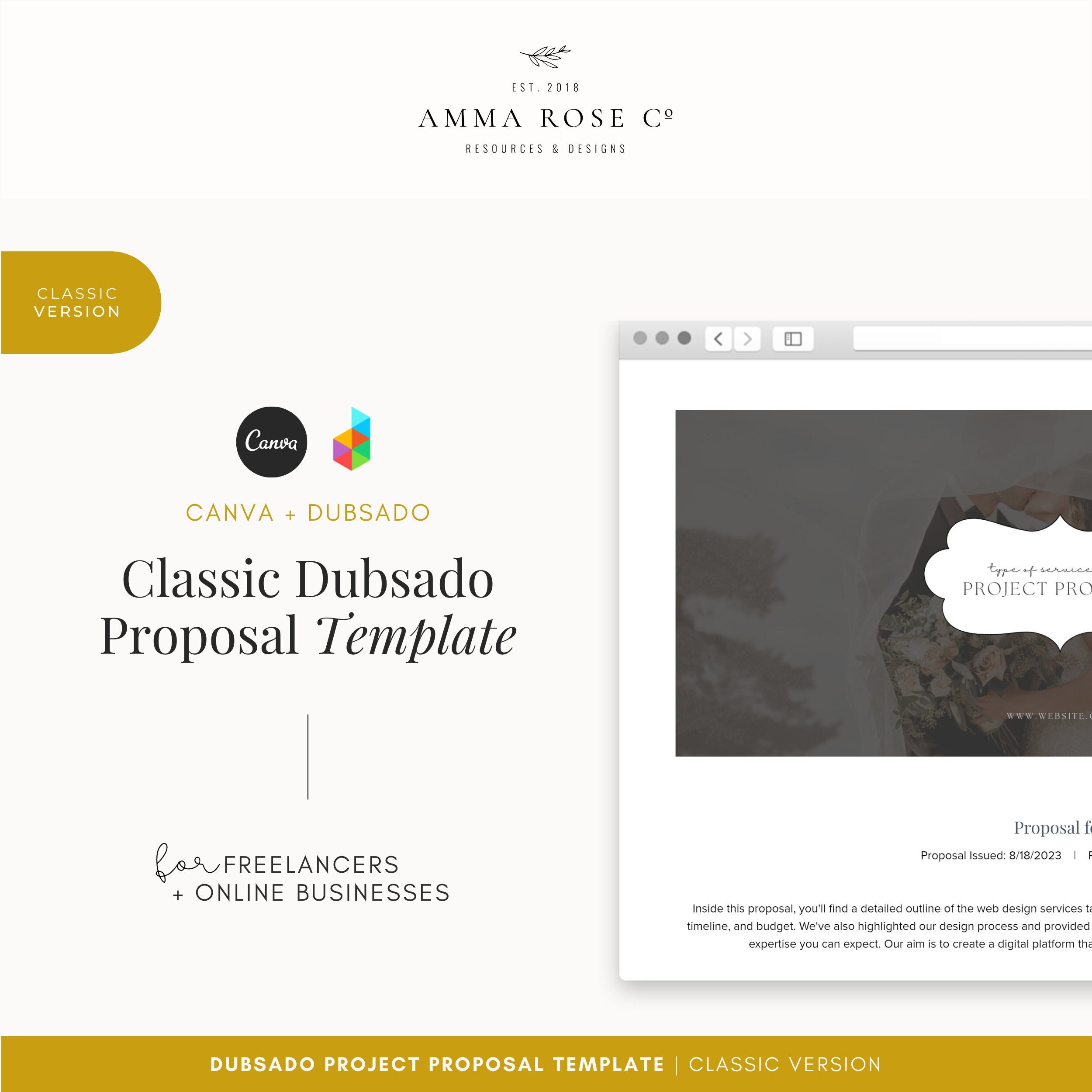 Classic Dubsado Proposal Template | Canva Templates | Editable Proposal | Project Management | Proposal Document | Business Templates