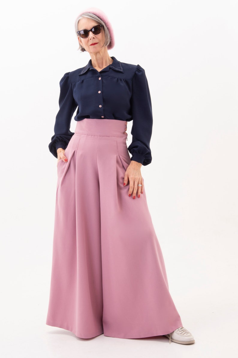 1930's Wide Legged Palazzo Wowsers / Wide Leg pants / High Waisted Pants / Pants With Pockets / Vintage Style Maxi Pants / Loose Trousers image 1