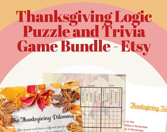 Thanksgiving Party Games: Logic Puzzle and Trivia Game Bundle