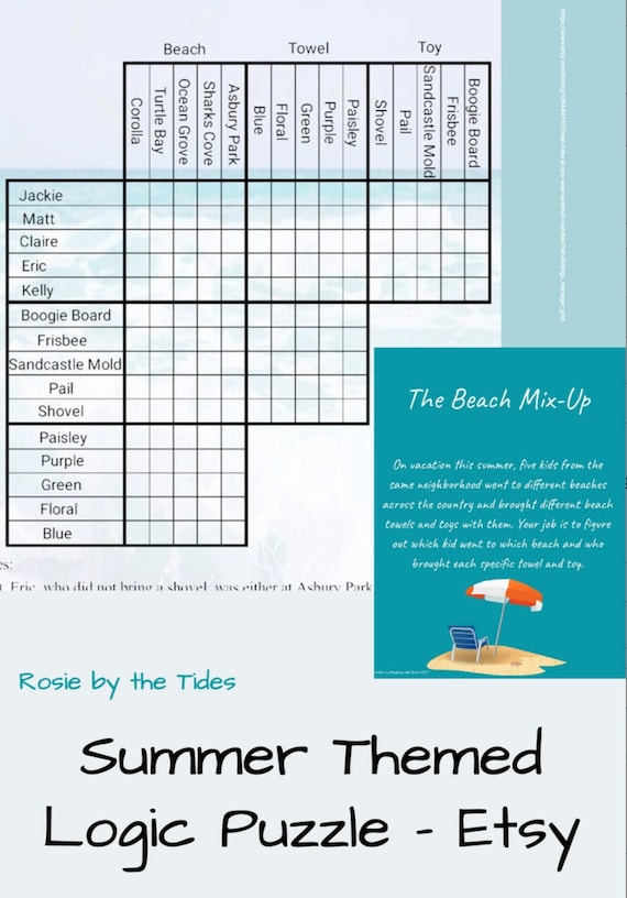 Summer themed logic puzzle - etsy