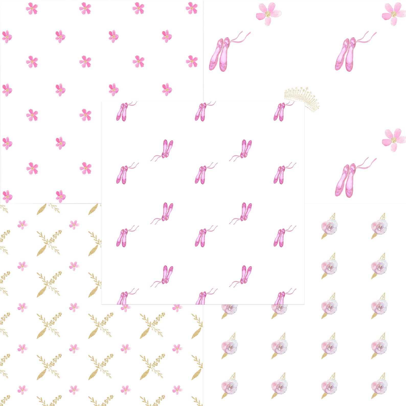 watercolor ballerina digital paper | pink ballet shoes scrapbook papers | blush pink gold glitter | seamless pattern paper digit watercolor ballerina digital paper | pink ballet shoes scrapbook papers | blush pink gold glitter | seamless pattern paper digit