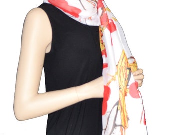 Sunshield Scarf Blossom & Branches Collection Red