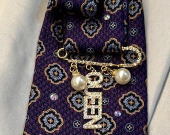 Womens Statement Tie Necklace, Pearl Bling Necklace, Rhinestone Statement Jewelry, upcycled fashion jewelry, Handmade Fashion Necklace