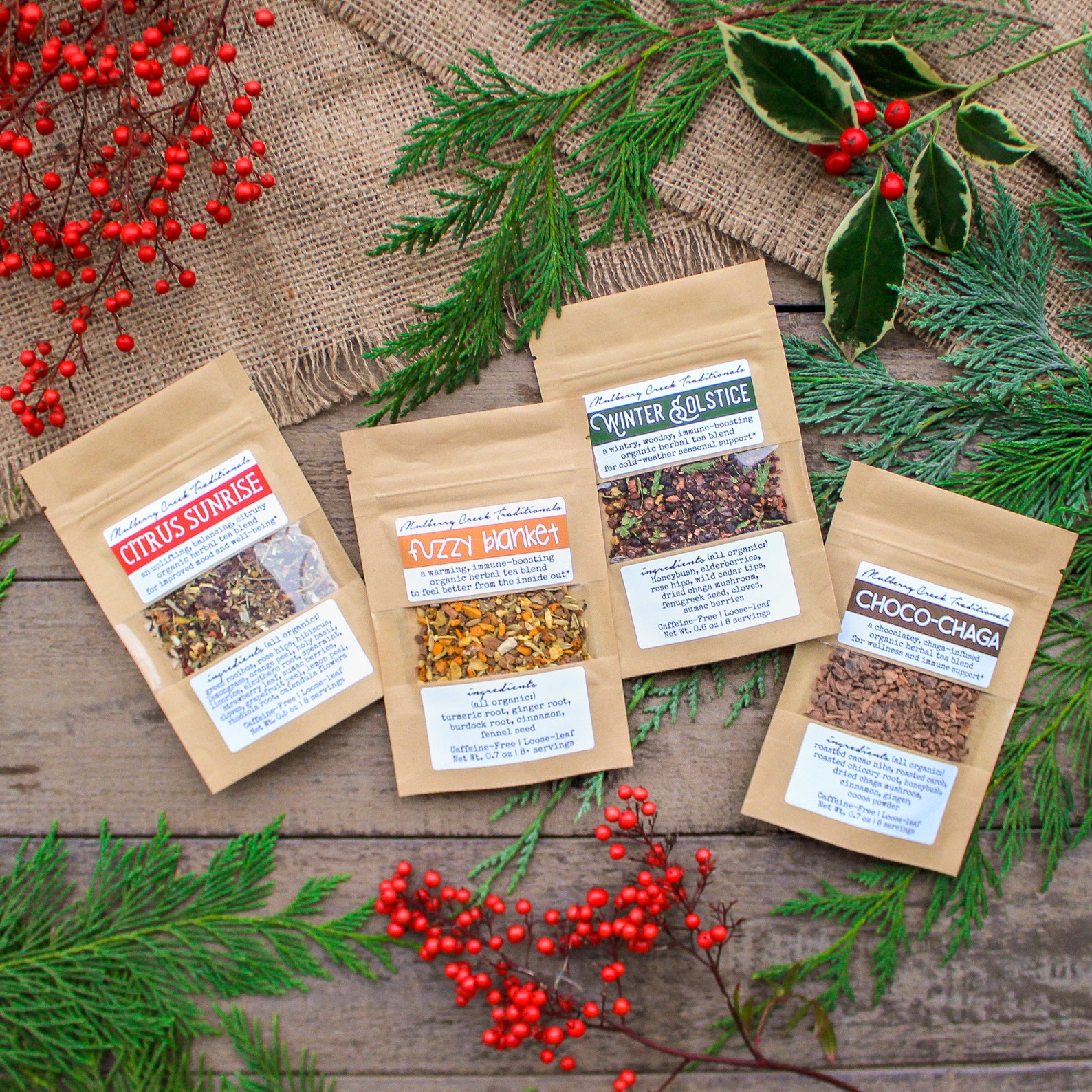 Winter Tea Collection - 4 Organic Loose-leaf Medicinal Herbal Teas to ...