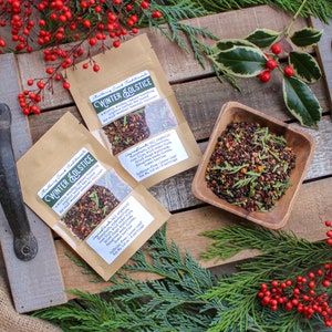 Winter Solstice - Organic Loose-Leaf Medicinal Chaga, Cedar, Rosehip & Elderberry Tea (a wintry, immune-boosting blend for seasonal support)
